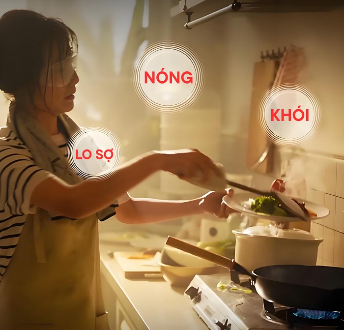 Nấu ăn vào mùa hè gây nóng bức khó chịu