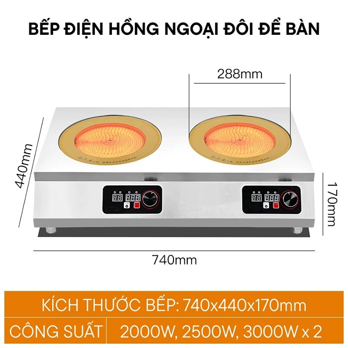 bếp hồng ngoại công nghiệp đôi để bàn