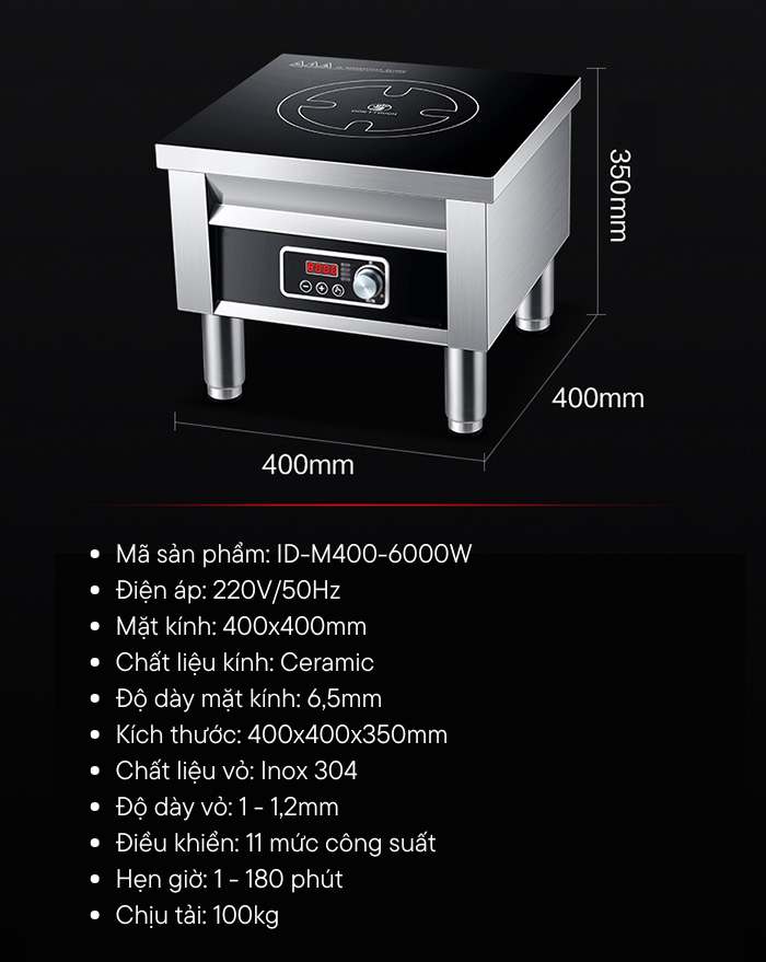 thông số kỹ thuật bếp từ đơn 6000W
