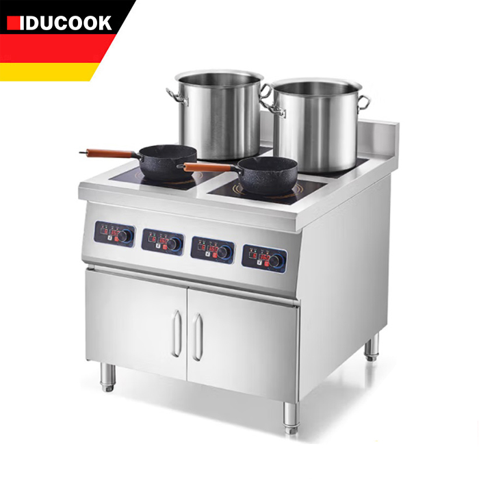 Bếp từ công nghiệp 4 họng có tủ để đồ